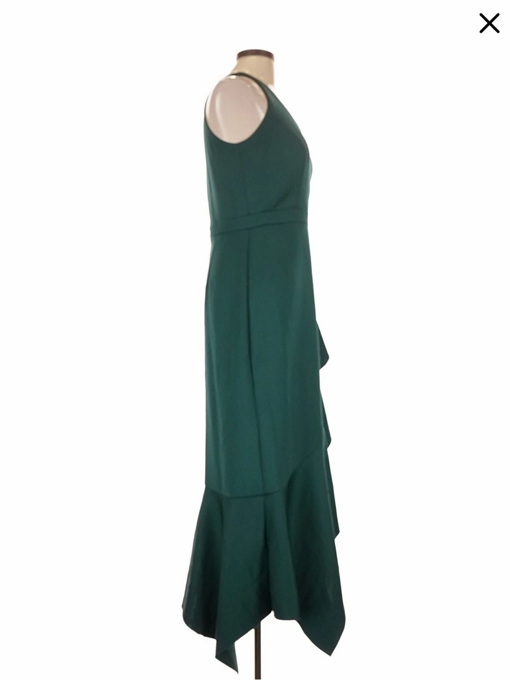 Xscape Emerald Green High-Low Ruffle V-Neck Dress - Picture 3 of 4